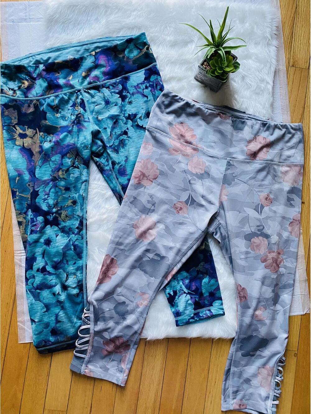 Old Navy Women's Activewear Leggings - Set of 2, Floral and Camouflage Patterns